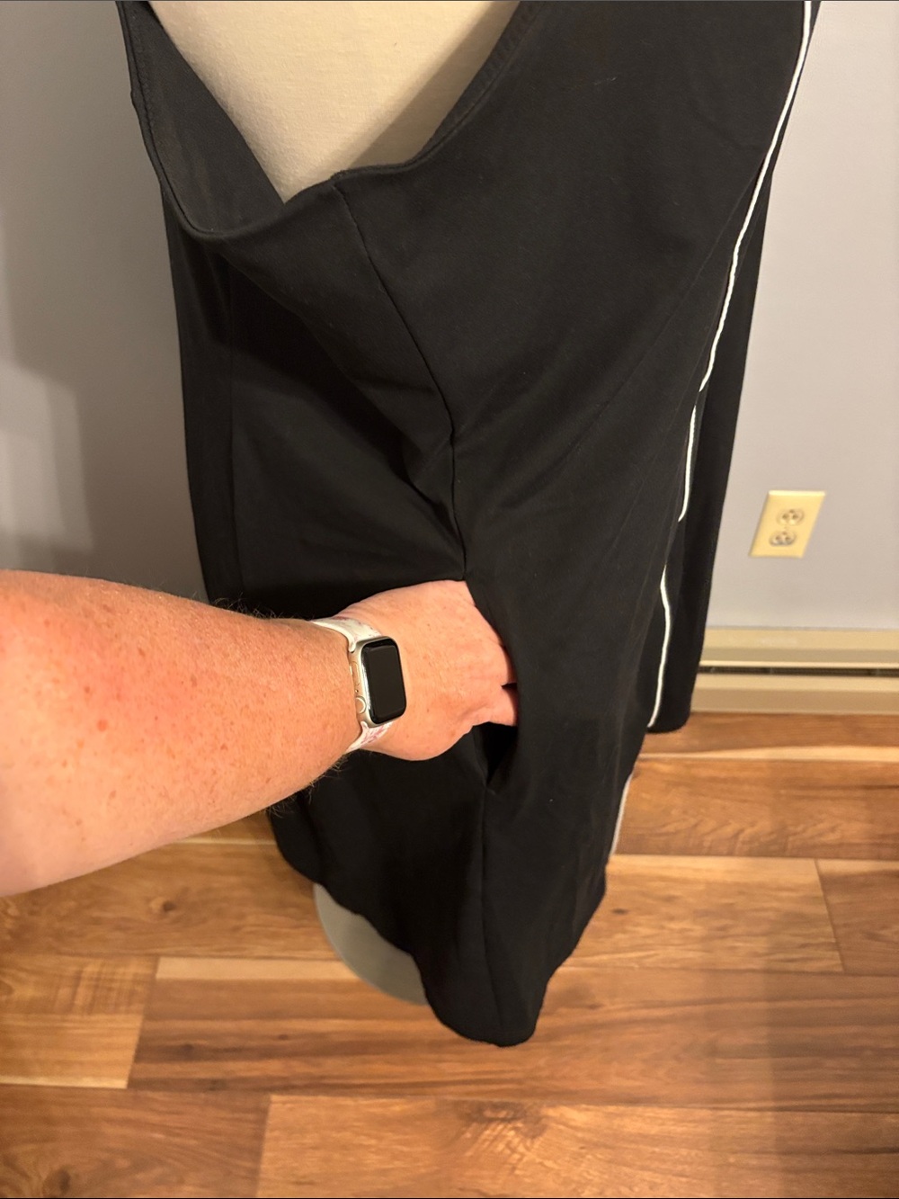 Livi Active Black Tank Dress with White Side Piping - Picture 5 of 8